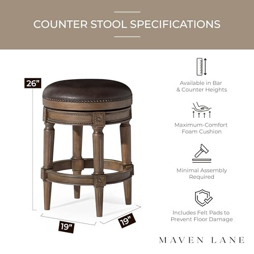 Pullman 26-Inch Upholstered Backless Barstool in Walnut with Vegan Leather Cushion Seat