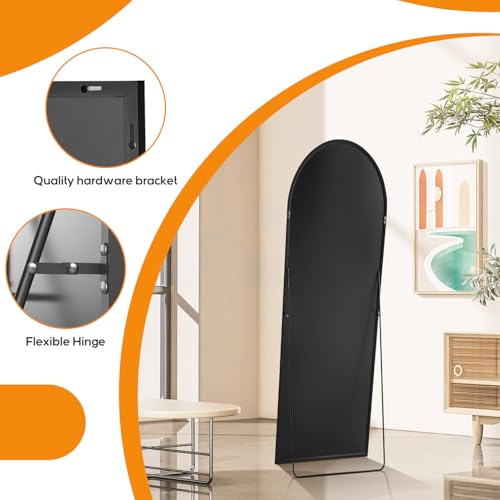 Upgraded 16"x59" Shatter-Proof Arch Mirror with Stand, Floor Standing or Hanging, Tall Arch Mirror for Bedroom Cloakroom