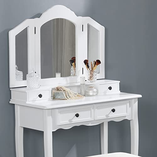 Elegant 55.1 Makeup Vanity Desk with Mirror and Stool