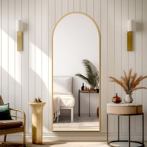 Gold Aluminum Framed Full-Length Floor Mirror, 56"x20", Standing or Hanging