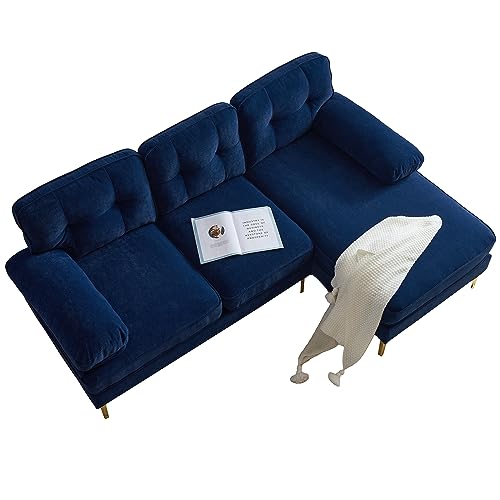 Contemporary Velvet L-Shaped Sectional Sofas for Living Room, Bedroom, Apartment