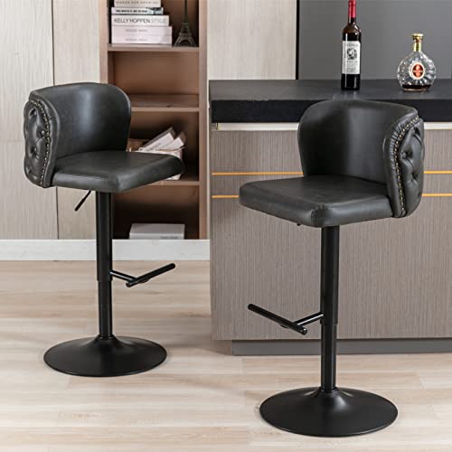Tufted Bar Stools for Home, Pub and Kitchen Island in Gray