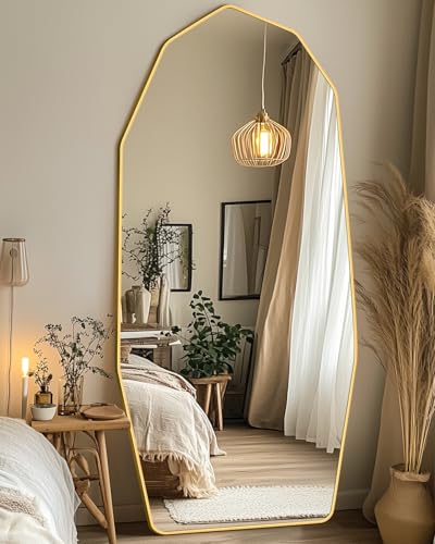 71" x 32" Modern Irregular Diamond Full-Length Mirror, Gold Frame