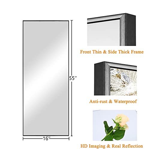 Aluminum Alloy Full Length Floor Mirror with Stand for Bedroom