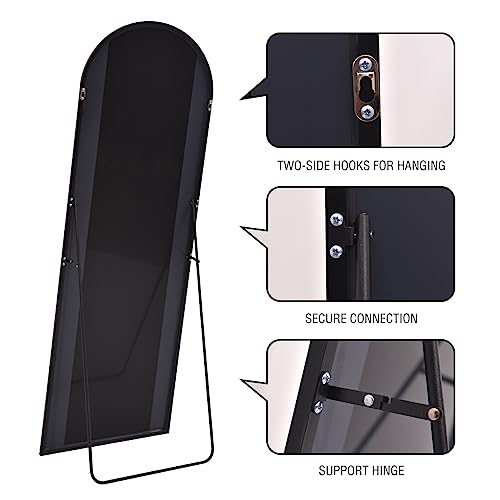 Black Full-Length Floor Mirror with Stand, 18"x58"