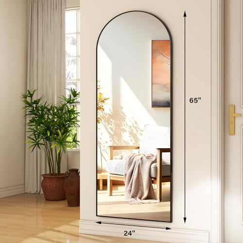 HARRITPURE Modern Black Full-Length Mirror for Living Room & Bedroom