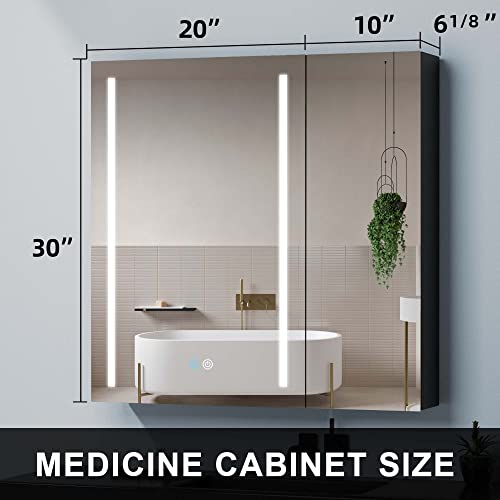 Bathroom Medicine Cabinet for Bathroom, LED Lighted Cabinet with Defogging Mirror