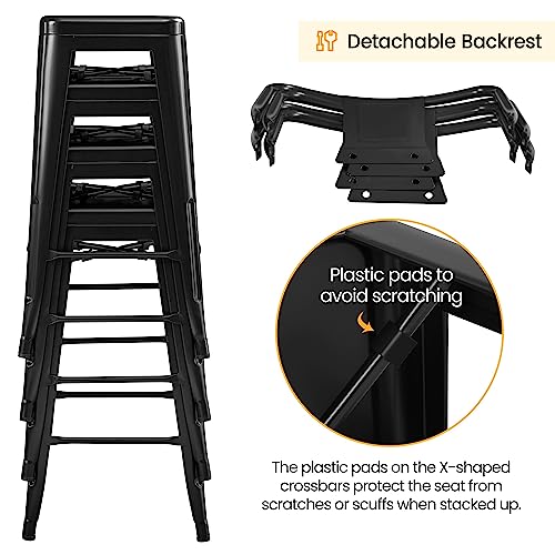 Yaheetech 30 Inch Matte Black Counter Height Bar Stools Set of 4