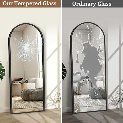 Full Body Mirror with Stand - 57" x 18" Black Aluminum Alloy Frame