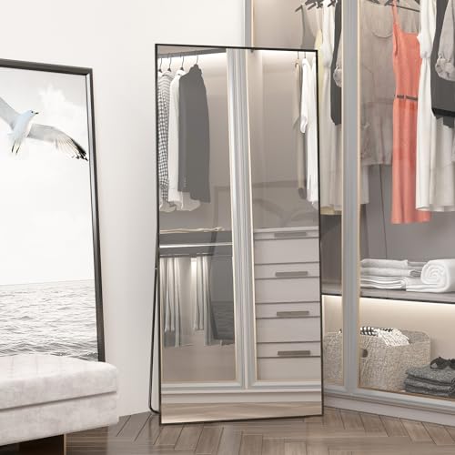 CASSILANDO Full-Length Black Metal Floor Mirror, 65" x 24"