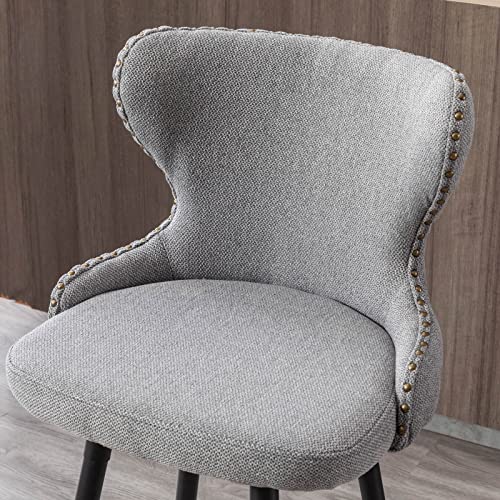 Modern Linen Fabric Counter Stools Set of 2