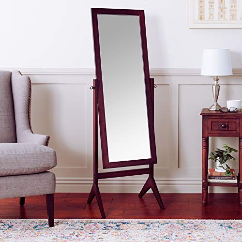 Crown Mark Espresso Finish Wooden Cheval Bedroom Floor Mirror