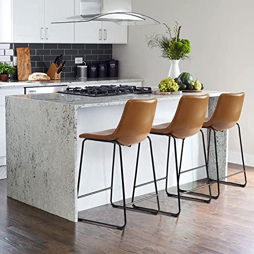 Waleaf 26 Inch Counter Height Bar Stool Set (Whisky, 2 Pcs)