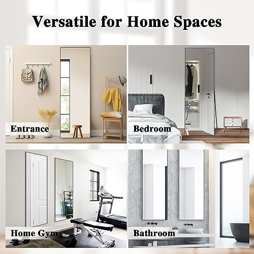 Stylish Black Full-Length Standing Mirror with Stand for Living Room and Bedroom