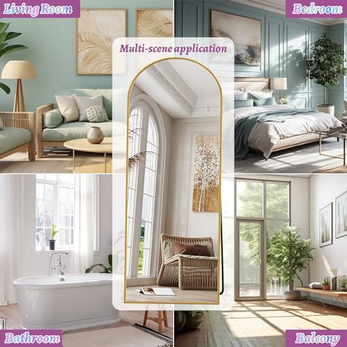 Freestanding 64x21 Arched Floor Mirror for Bedroom & Living Room
