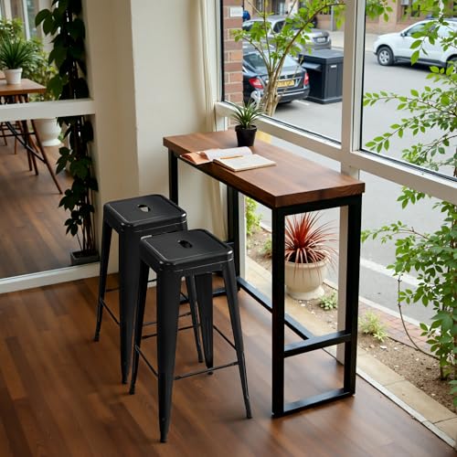 Furmax Dark Black 30 Inch Metal Bar Stool Set (Set of 4)