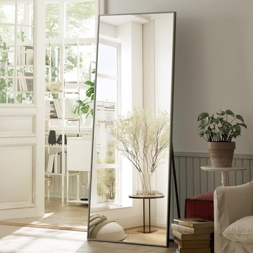 Koonmi Full-Length Floor Mirror, Black, Standing or Hanging