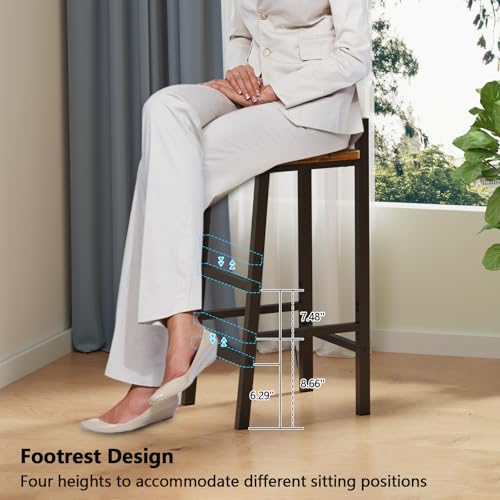 Furologee 24" Counter Height Bar Stool Set with Backrest, Brown