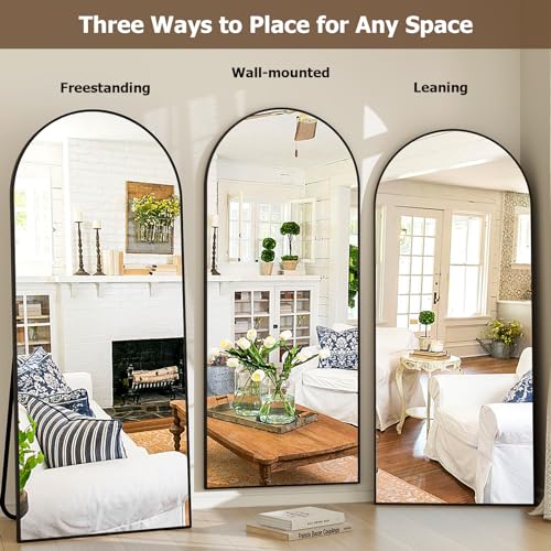 GLSLAND 34x76 Inch Full Body Mirror, Aluminum Frame, Black