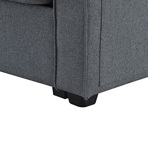 Modern 4-Seater Linen Fabric Sectional Sofa for Living Room, Apartment, Office