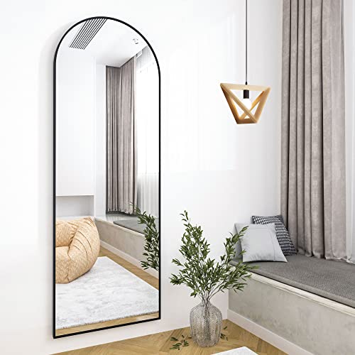 HARRITPURE Black 58"x18" Arched Full-Length Mirror Modern Home Decor