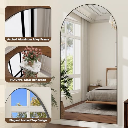 Oversized Black Aluminum Frame Mirror, 81"x41", Wall or Floor Standing