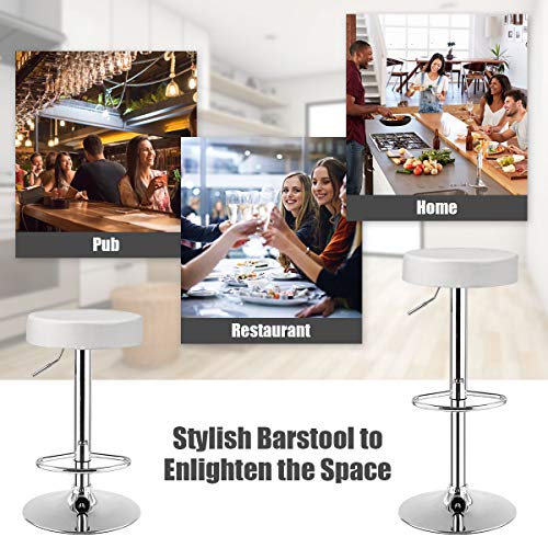 Adjustable Bar Stools for Kitchen and Pub (Set of 2, White)