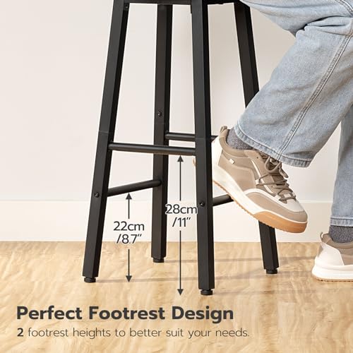 Rustic Brown & Black HOOBRO Counter Height Bar Stool Set of 2