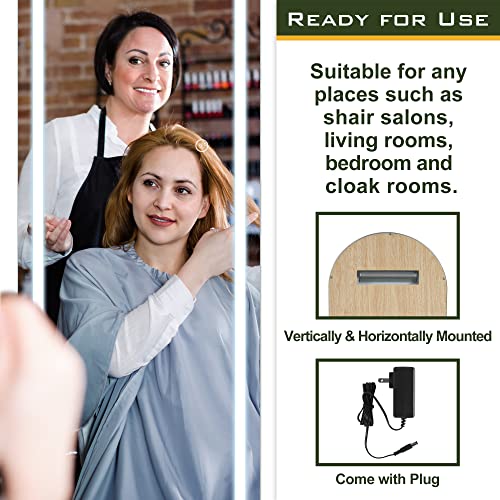 Arched Full Length Mirror with LED Lights, Dimmable & Adjustable, for Bedroom and Living Room, Black
