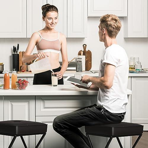Nic Bex 2-Pack Backless Bar Stools, 26-Inch PU Leather