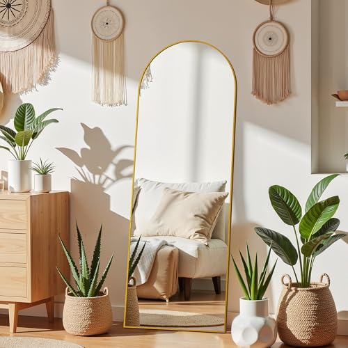 Gold Deluxe 64"×21" Arched Full-Length Mirror for Home & Bedroom Decor with Stand