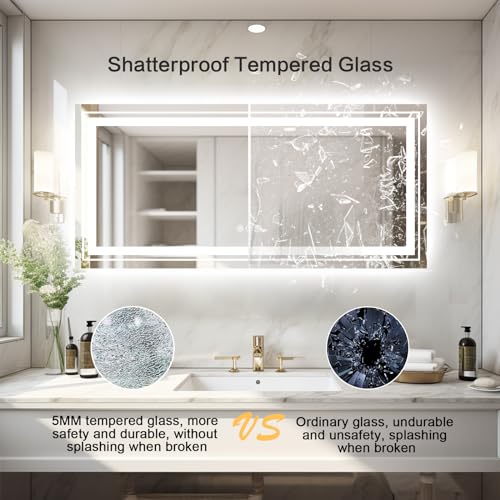 LED Bathroom Mirror 84''x40'' with Front and Backlight, Dimmable LED Vanity Wall Mirrors for Bathroom