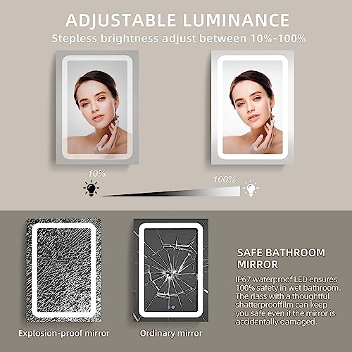 Nic Bex 30x20 Inch LED Bathroom Medicine Cabinet with Lighted Mirror