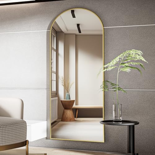 Koonmi Arch Full-Length Standing/Hanging Wall Mirror, 71"x26", Gold