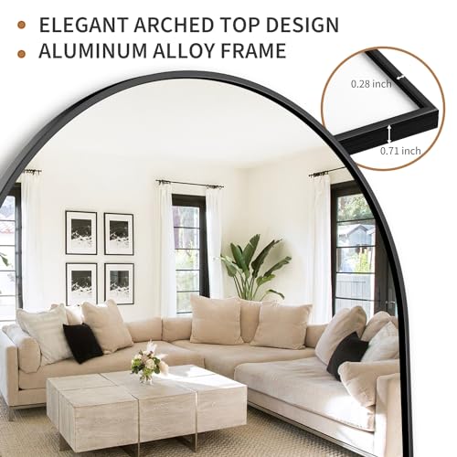 Arched Full Length Mirror for Bedroom Living Room in Black