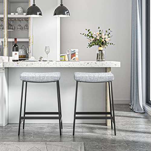 Anmytek 27 Backless Bar Stools Set of 2, Kitchen Counter Stools