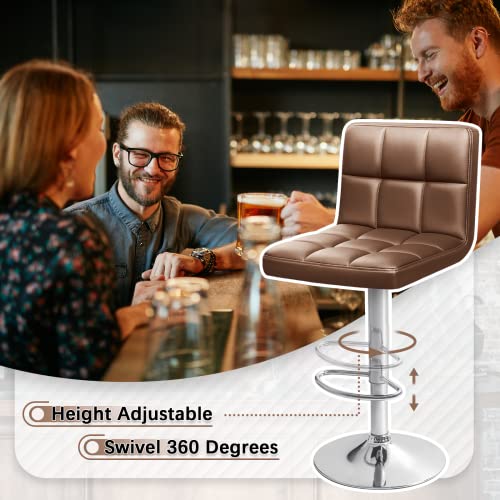 Homall Adjustable Swivel Barstools, Set of 2(Brown)