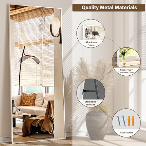 Full-Length Wall Mirror 68x24, Aluminum Frame, Bedroom Entryway Living Room