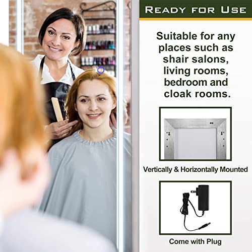 Dimmable & Adjustable LED-Lit Full-Length Mirror for Bedroom & Living Room