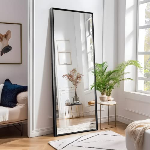 Elegant Black Full Length Floor Mirror with Stand