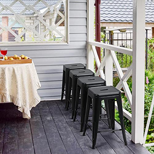 Yaheetech Black Stackable Counter Height Bar Stools Set of 4