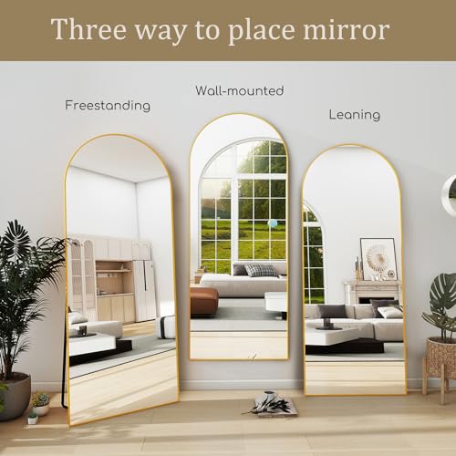 TinyTimes 70" x 26" Full-Length Floor Mirror with Stand (Gold)