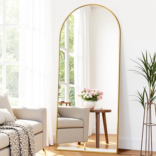 Suidia Gold Arched Full Length Floor Mirror, 59"x19" Standing for Bedroom & Living Room Cloakroom
