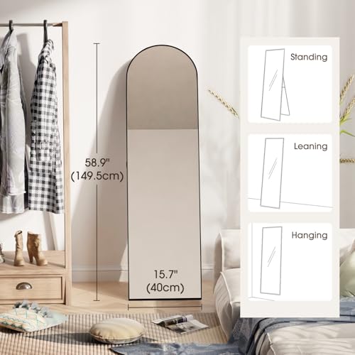 PayLessHere Full Length Hanging Mirror with Stand, Large Arched Lean Wall Mount