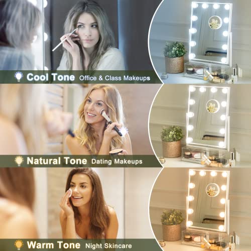 Smart Makeup Vanity Mirror with Dimmable LED Lights