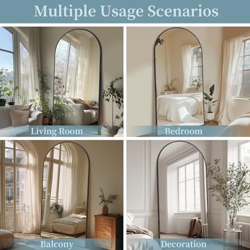 78"x38" Standing Full-Length Mirror, Black Aluminum Frame