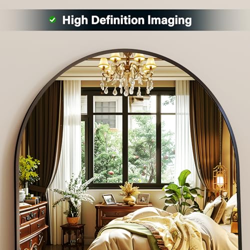 65"x22" Arch Mirror, Black, Full-Length for Bedroom & Living Room