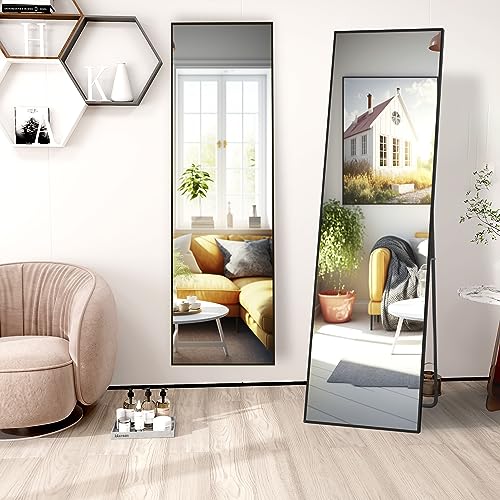 FANYUSHOW Aluminum Alloy Full Length Mirror for Bedrooms, Bathrooms, Living Room (Black)