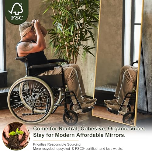 Oversized Full Length Floor Mirror with Stand, Gold