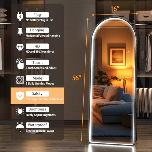 Hasipu 56x16 LED Full-Length Mirror with Lights & 3 Color Modes